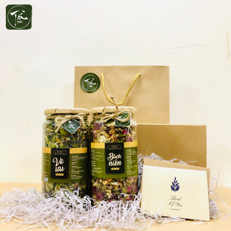[Sét quà tặng trà hoa cao cấp] Vô ưu mộc trà, Bách niên mộc trà Mộc Sắc