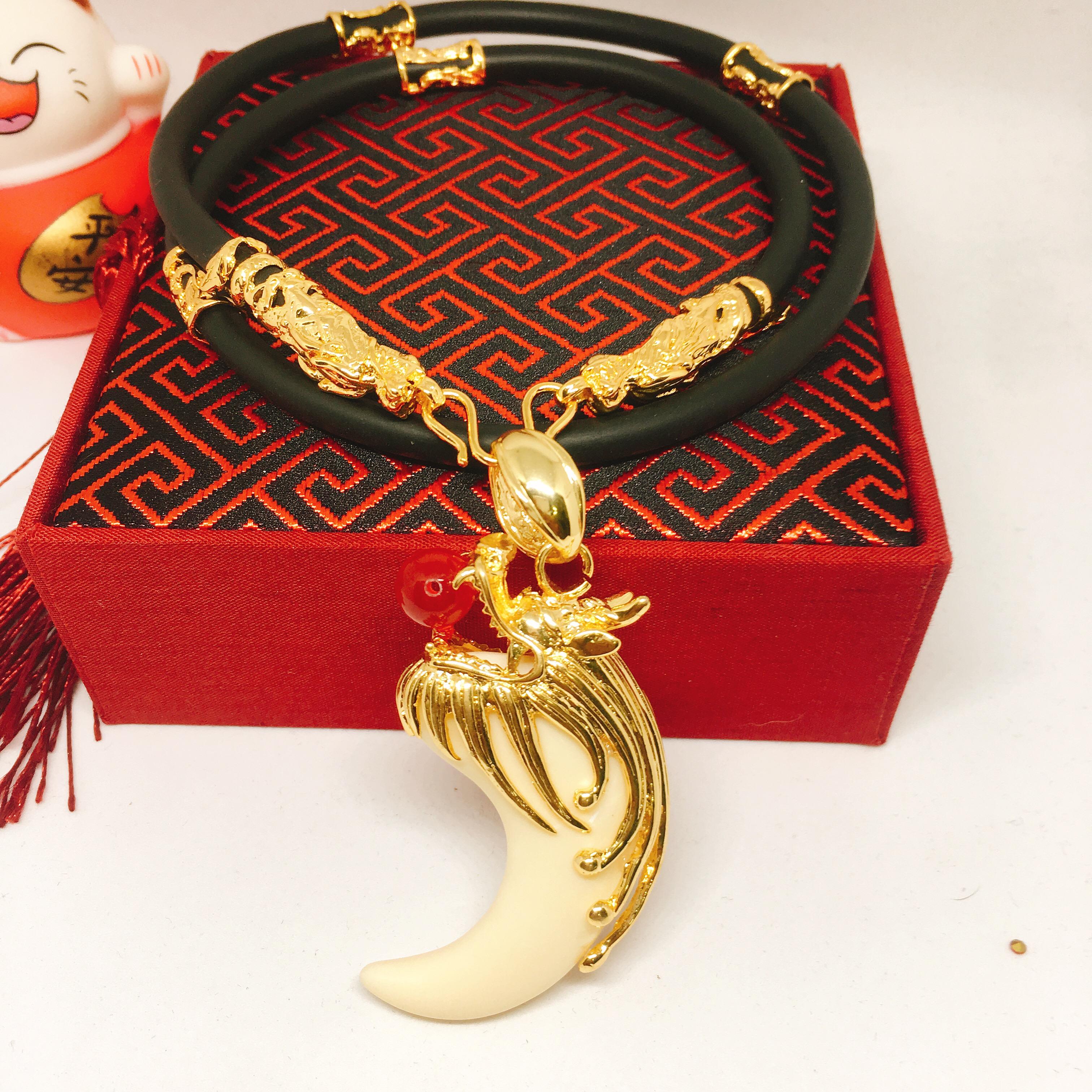 Dây chuyền Phong thủy Bạc Thái mặt Thiên Long ngậm ngọc cao cấp may mắn, Vòng Cổ Nam Phong Cách Thượng lưu, Dây chuyền nam bạc Thái phong cách  Jewelry Bảo Tín (dây và mặt)( ( Màu vàng)