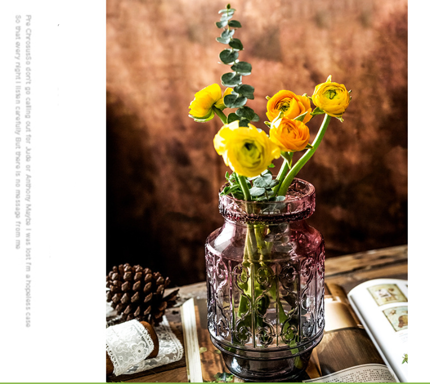 Bình hoa thủy tinh- Lọ cắm hoa họa tiết