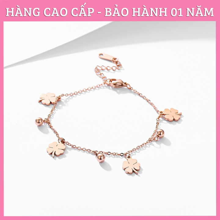 Lắc chân, vòng chân titan mẫu cỏ 4 lá may mắn