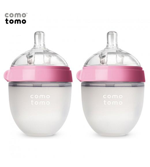 Bộ hai bình silicone comotomo 150ml - hồng