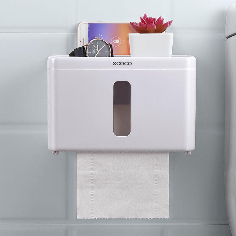 hộp đựng giấy nhà vệ sinh 2in1, kệ treo giấy vệ sinh đa năng ecoco cao cấp, chống nước hiệu quả, ngăn để giấy có thể để đồ, kệ trên có thể để điện thoại, sách, báo.