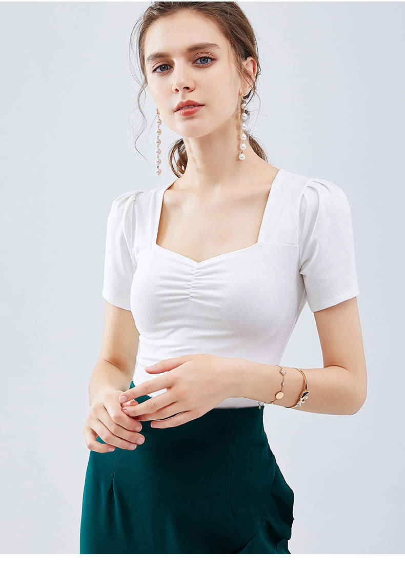 [HCM]ÁO KIỂU NỮ CỔ VUÔNG NHÚN NGỰC THỜI TRANG