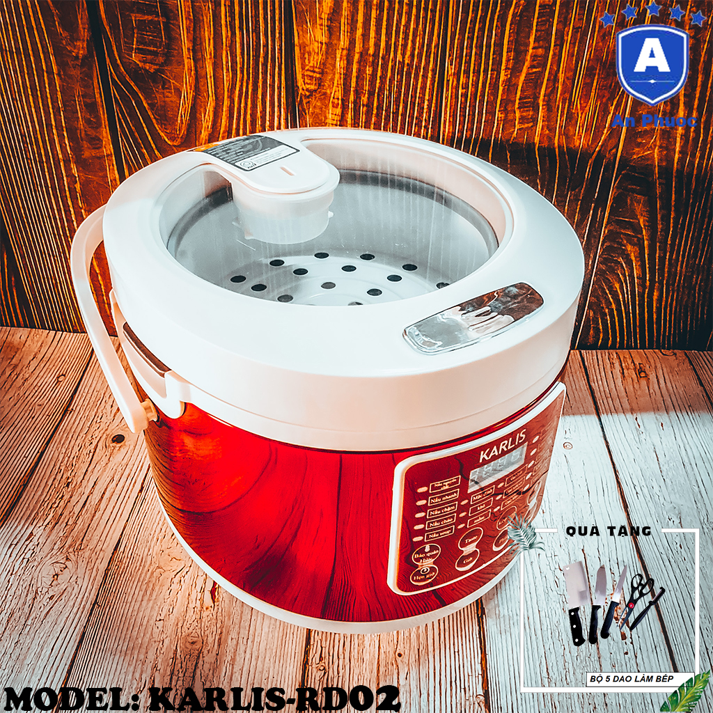 Nồi cơm điện tử đa chức năng karlis rd02 | dung tích 1.8l | công suất 860w | bảo hành chính hãng 12 tháng | tặng bộ dao làm bếp 5 món