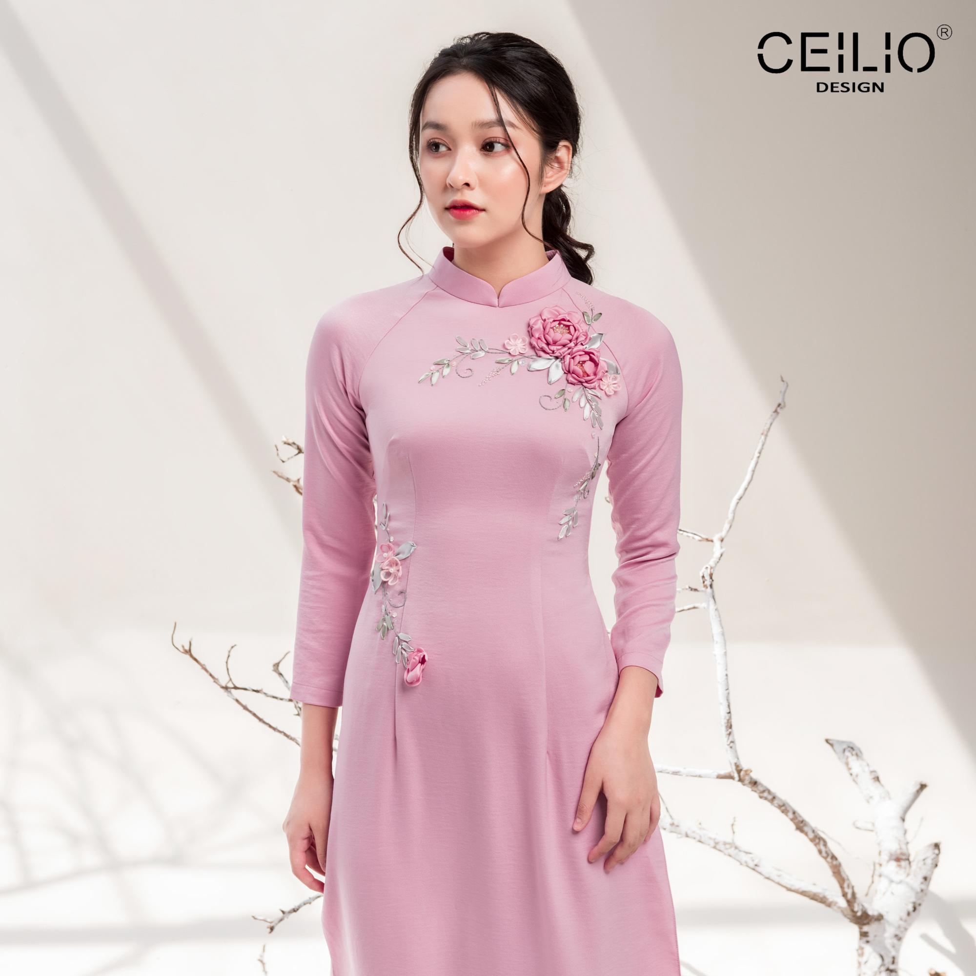 Ceilio_áo dài hoa hồng leo