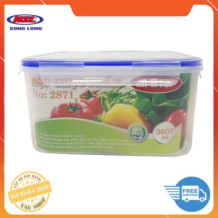 Hộp lớn chia thực phẩm 3.6l - hộp thực phẩm cao cấp song long 2871