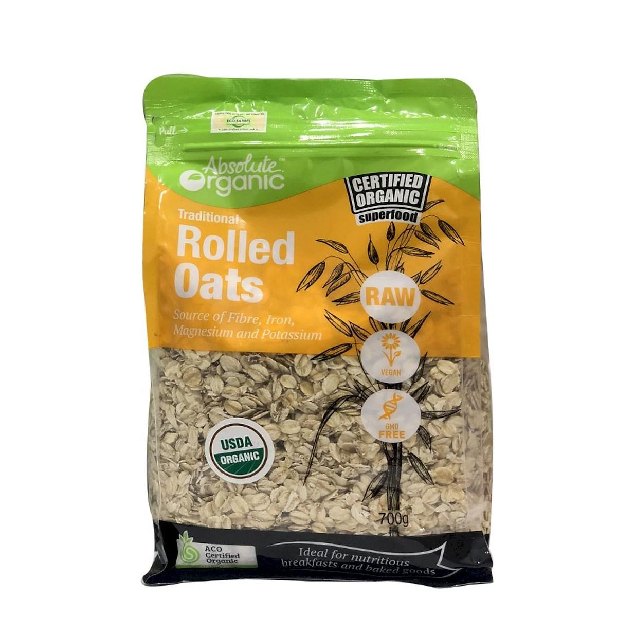 Yến mạch cán dày hữu cơ-oat meal absolute organic n700gr