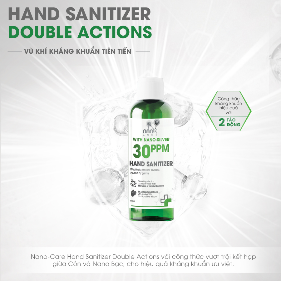 Gel rửa tay khô Nano-Care Double Actions