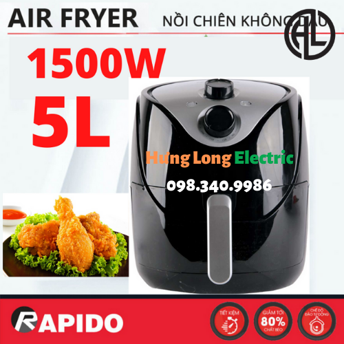 Nồi chiên không dầu rapido 5l raf5.0m 1500w chính hãng - noi chien khong dau rapido 5l