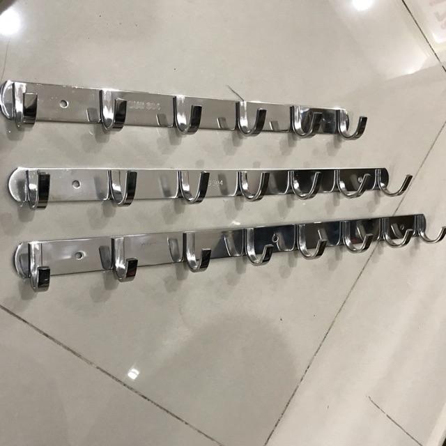 [HCM]Móc treo đồ quần áo bảng gắn tường INOX cao cấp 100% (DÀY CHẮC, Kèm vít tắc kê) - Cây 6 7 8 9 móc.