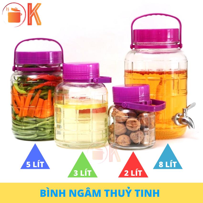 [HCM]Bình ngâm rươu thuỷ tinh cao cấp 5 LÍT - bình thuỷ tinh ngâm rau củ 5 LÍT - bình rươu thuỷ tinh ngâm sâm 5 LÍT- bình thuỷ tinh đựng rươu có quai xách dung tích 5 Lít ( tặng 12 ly thuỷ tinh) TP-N028