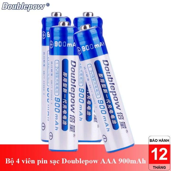 Bộ 4 viên pin đũa sạc Doublepow AAA 900mAh dung lượng thật