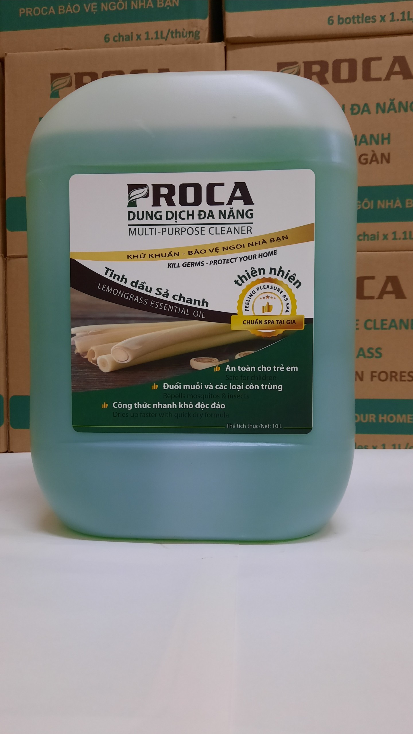 Dung dịch đa năng PROCA Tinh dầu sả chanh thiên nhiên can 10 lít siêu tiết kiệm