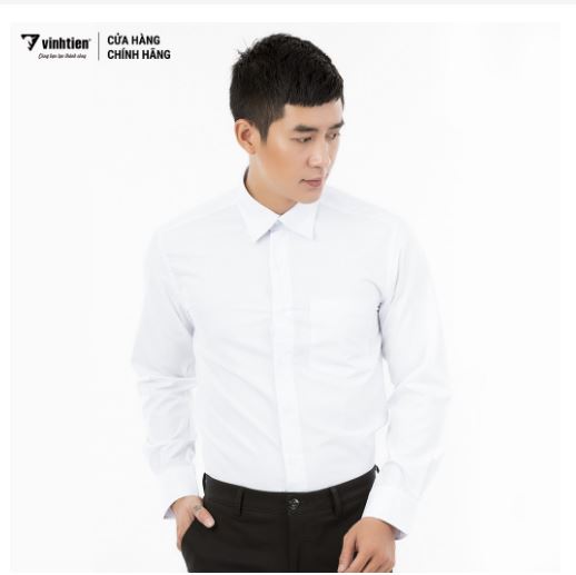 [HCM]Áo sơ mi 340 dài tay bamboo classic TRẮNG Vĩnh Tiến