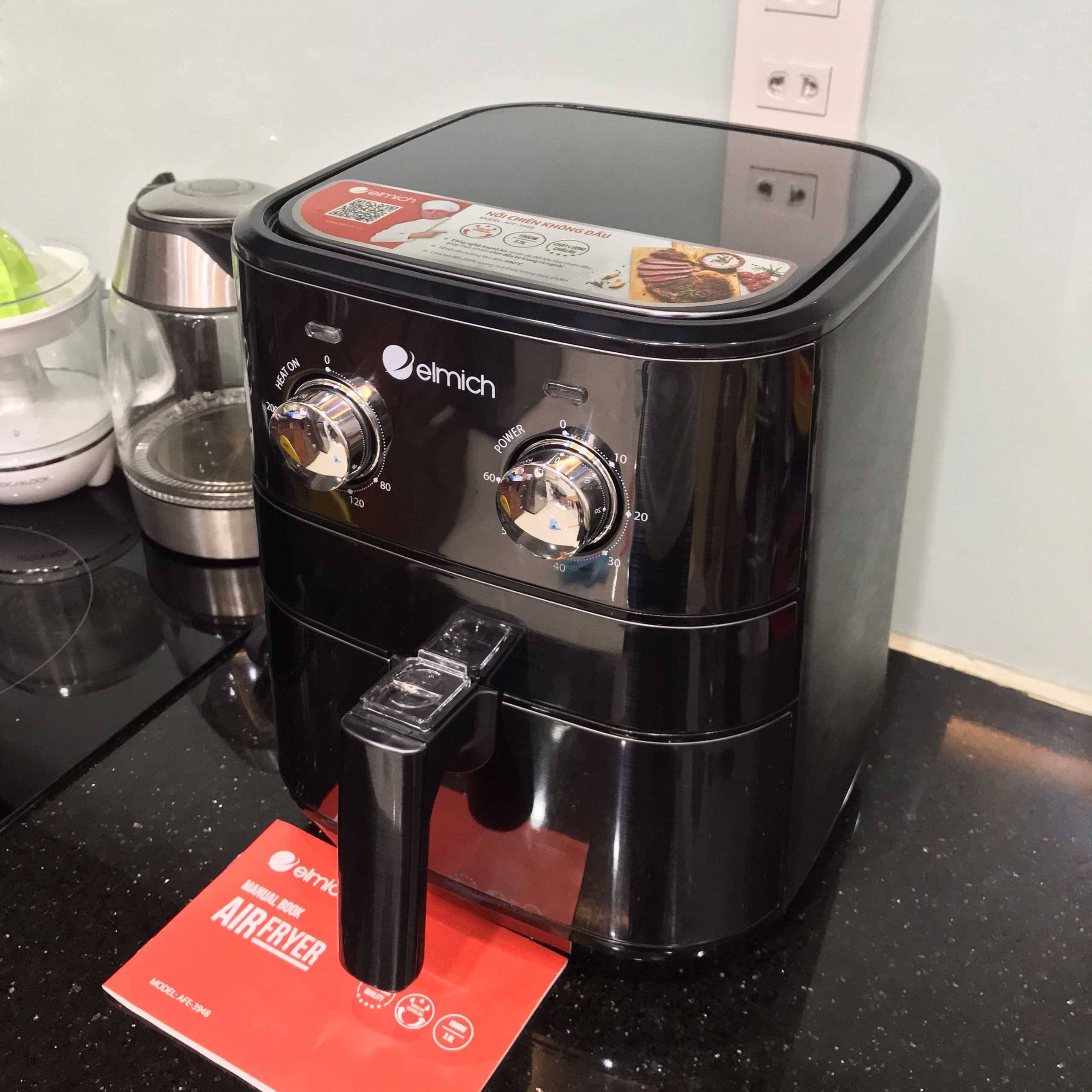 Nồi chiên không dầu cao cấp ELmich AFE-3948 3.5L 1500W - giảm lượng chất béo trong thực phẩm - nhập khẩu từ Séc