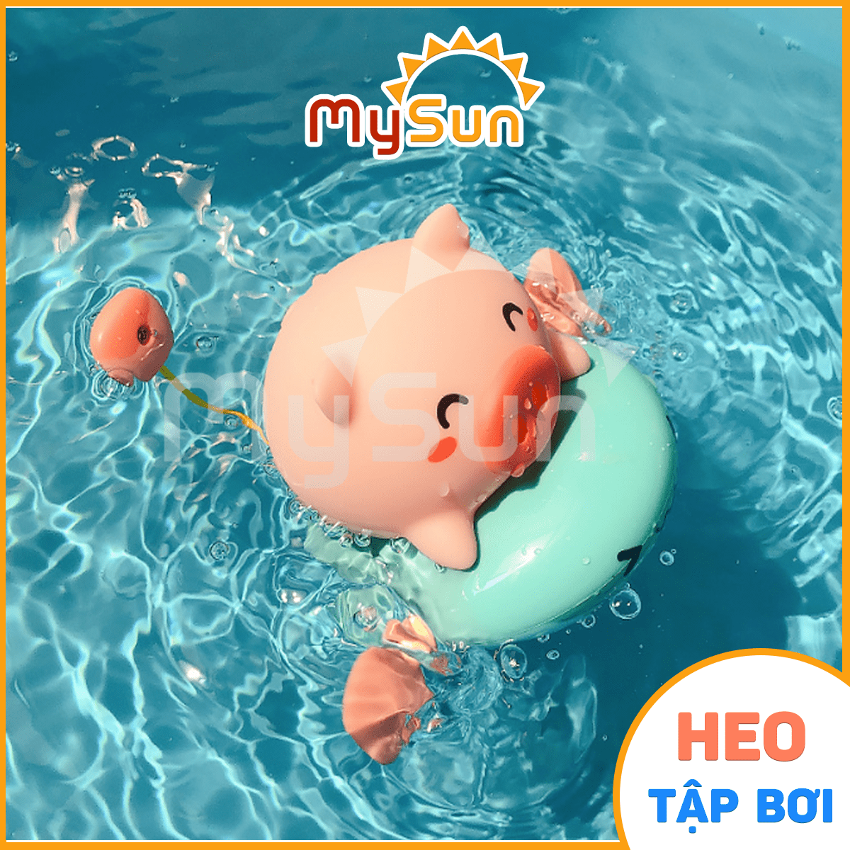 Đồ chơi trẻ em nhà tắm heo tập bơi vặn cót cho bé bằng nhựa abs cao cấp mysun