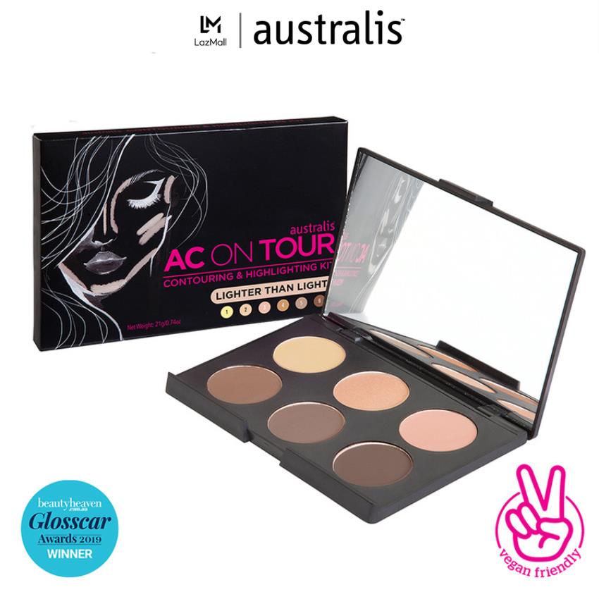 Bảng Tạo Khối Bắt Sáng Australis AC On Tour Powder Contouring & Highlighting Palette-Hàng Úc Chính Hãng