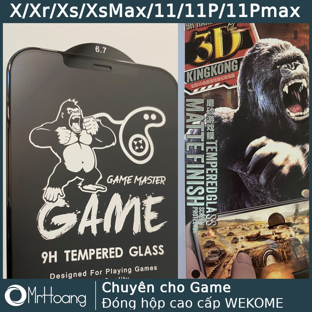 [Cho Game thủ] Kính cường lực chống vân 3D full màn hình Ip 11, 11 Pro, Xs, X, XR cao cấp Wekome (Miếng Dán Cường Lực iphone)