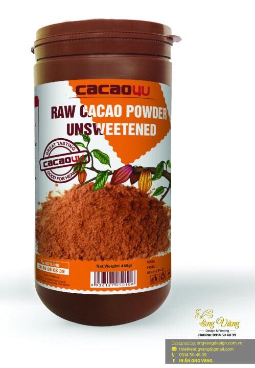Bộ 2 hũ bột ca cao nguyên chất giảm cân hũ 440g - Cacao4U