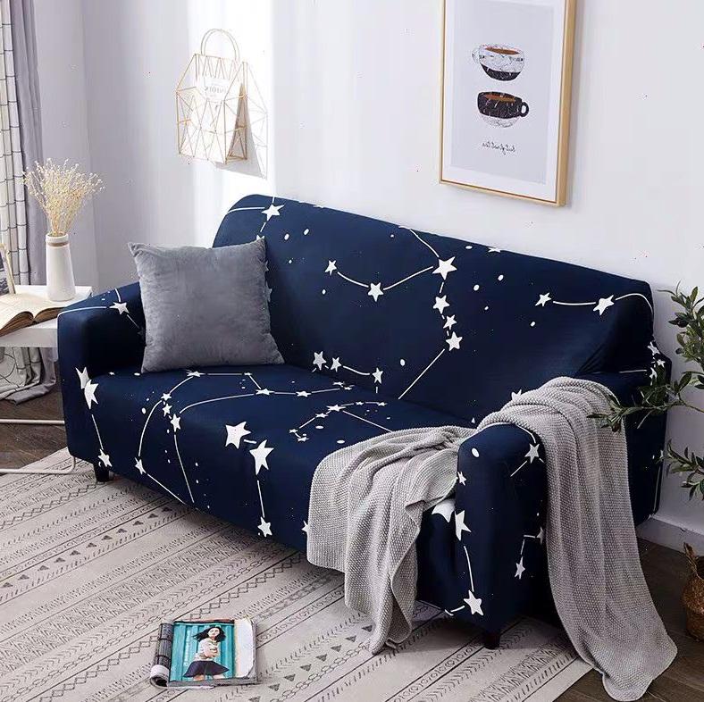 Vải ga bọc Sofa tại nhà hoạ tiết sao trắng đơn giản dành cho ghế 1,2,3,4 chỗ