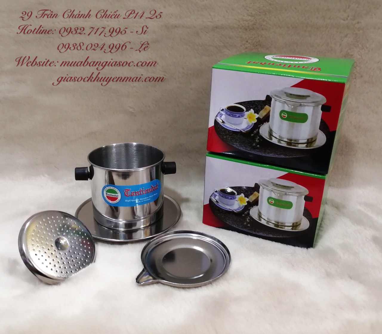 Phin pha cà phê inox số 6 pha được 1~2 ly, inox sáng bóng,