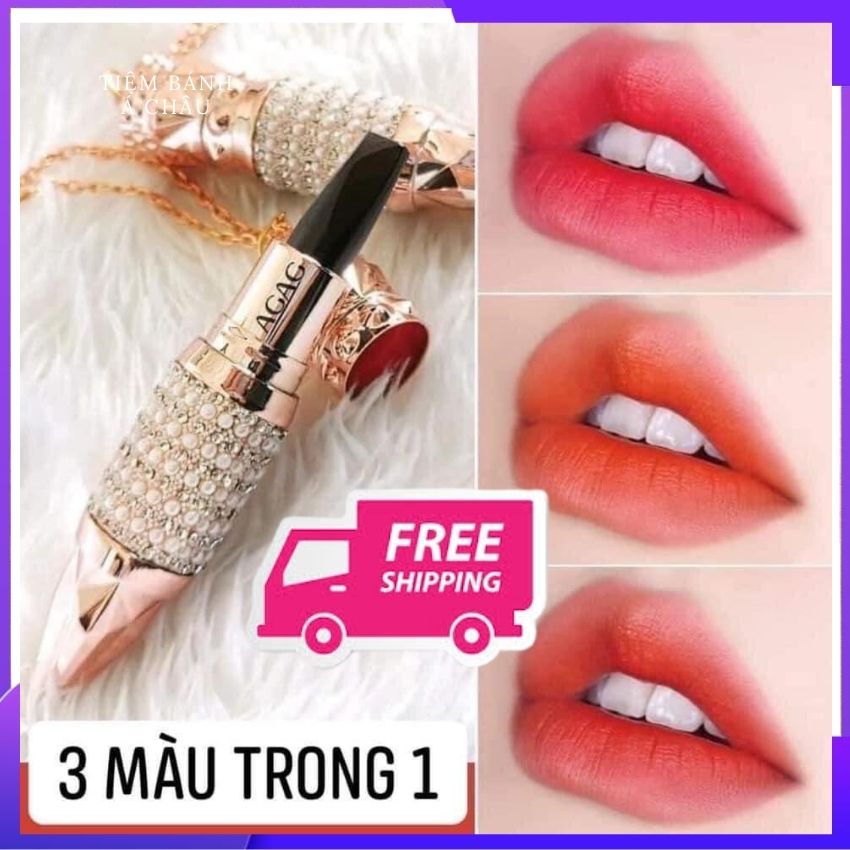 Son 3 màu Agag, son lì, son môi, son 3 màu, son lì lâu trôi, son agag, son chính hãng, son giá rẻ