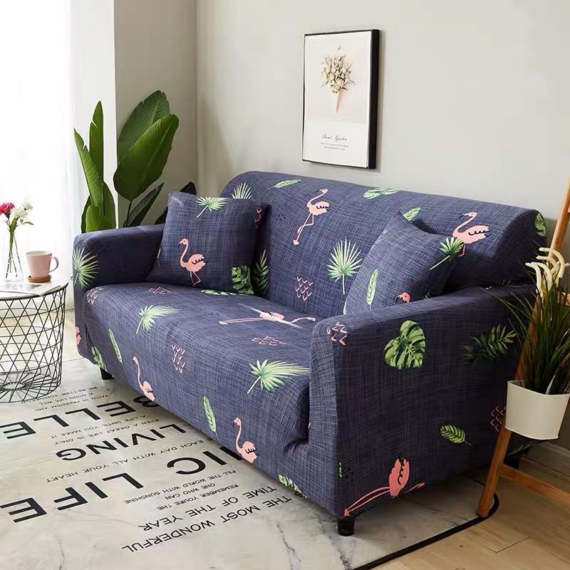 Vải ga bọc Sofa tại nhà hoạ tiết hồng hạc dành cho ghế 1,2,3,4 chỗ