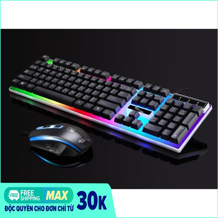 Combo Bàn phím giả cơ dành cho game thủ NTC G21 led đa màu và chuột R8 - BỘ BÀN PHÍM CHUYÊN GAME G21 VÀ CHUỘT R8 1602 LED 7 MÀU - Bộ bàn phím chuột  dây G21 / Bộ bàn phím chuột giả cơ Led 7 G21. Bảo hành uy tín 1 đổi 1