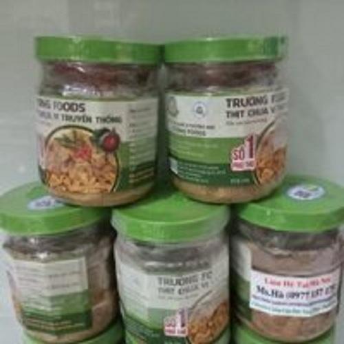 5 hộp thịt chua Nghị Thịnh Trường Food Loại 1, Vị Tỏi Ớt (Tặng thêm lá sung, mơ để ăn kèm)