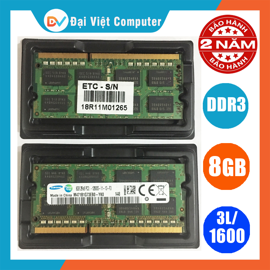Ram laptop DDR3L 8GB bus 1600( nhiều hãng) Micron/Crucial/Hynix/Samsung/Kingston PC3L-12800s - LTR3 8GB