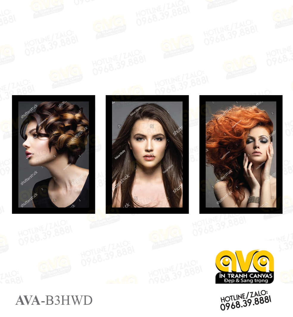 Bộ 3 khung ảnh tạo mẫu tóc nữ, Hair đẹp sang trọng giá rẻ