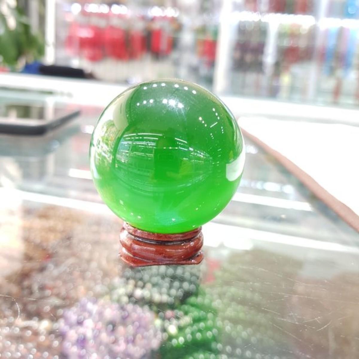 Quả cầu phong thủy đá mắt mèo màu xanh - 6cm