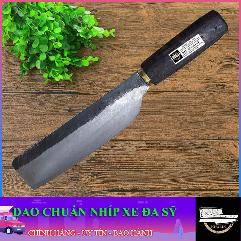 Dao thái nhà bếp Đa Sỹ bằng nhíp xe chuẩn cán gỗ xoan đen (bài thái) - KLD001 - chính hãng Khánh Linh