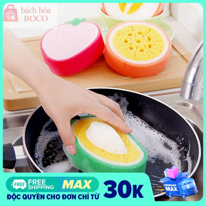 Combo 2 miếng rửa chén mút xốp trái cây chống trầy nồi chảo