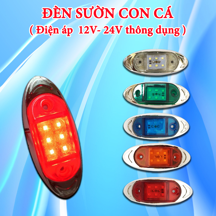 Bộ 02 đèn sườn con cá - 12v - 24v