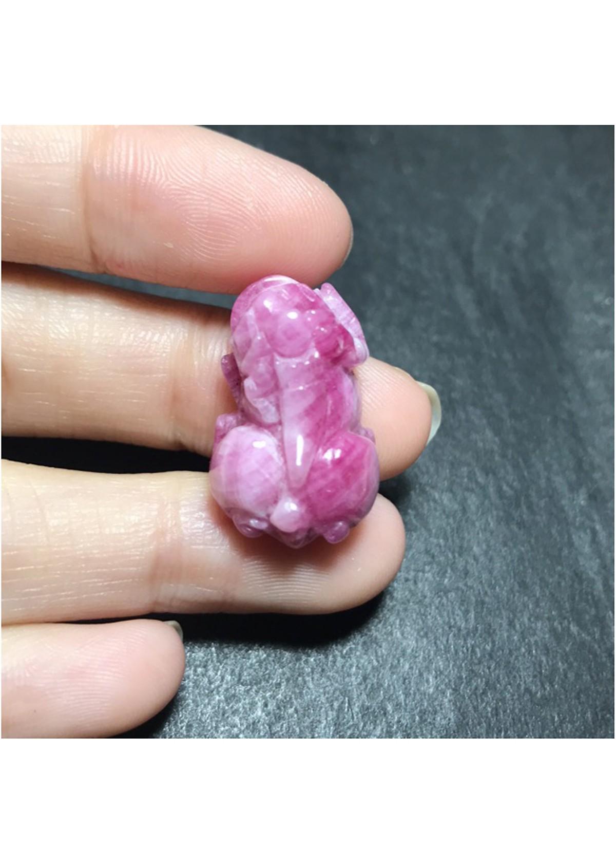 [FreeshipMAX] Tỳ hưu đá ruby bọc bạc tặng kèm dây đeo