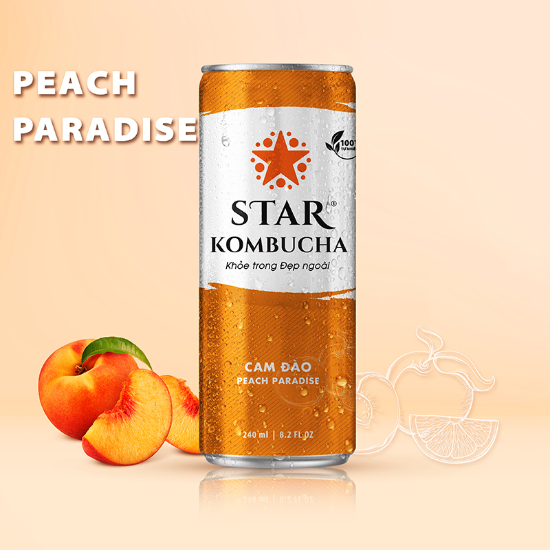 Star kombucha cam đào 240ml