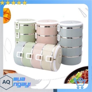 Hộp ủ cơm, cặp lồng cơm lúa mạch, hộp giữ nhiệt đồ ăn ruột inox 4 tầng tiện dụng