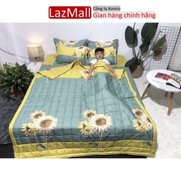 Chăn hè thu trần bông 3 lớp cotton poly 1m8x2m mẫu hoa hướng dương Sunzin  Kho chăn ga gối, ga giường, drap giường