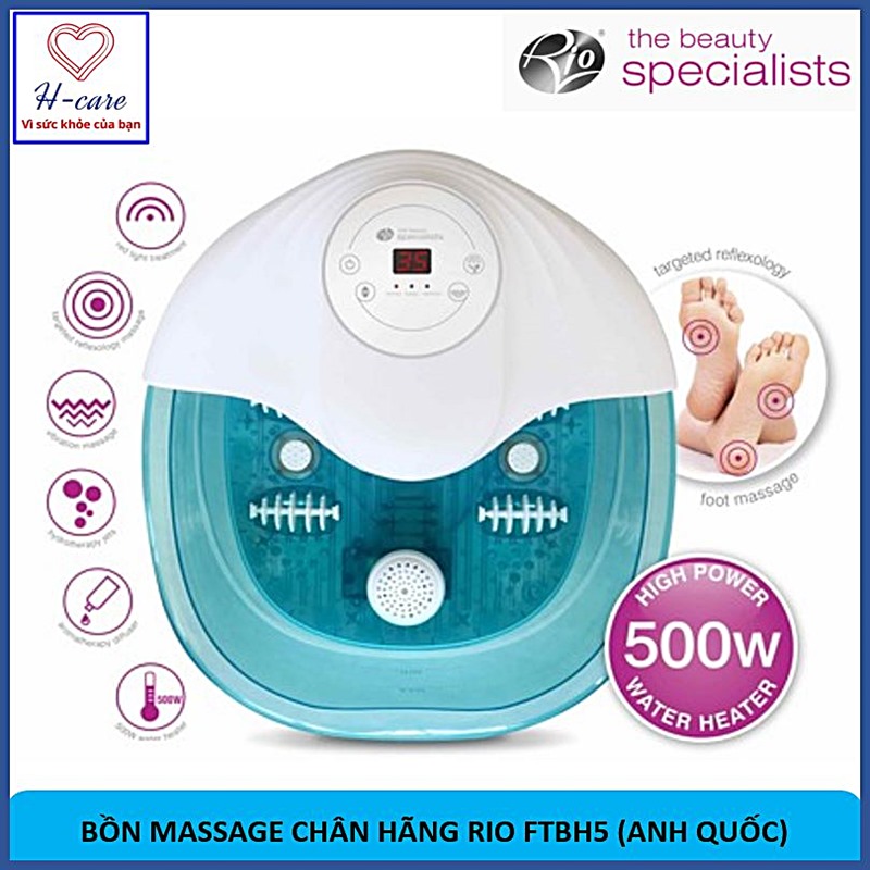Bồn massage chân đa năng Rio (Anh Quốc) FTBH5 -  Làm nóng nước, có 8 đèn hồng ngoại, ngâm mát xa chân, chăm sóc sức khỏe, thư giãn cơ thể [TBYT H-Care]