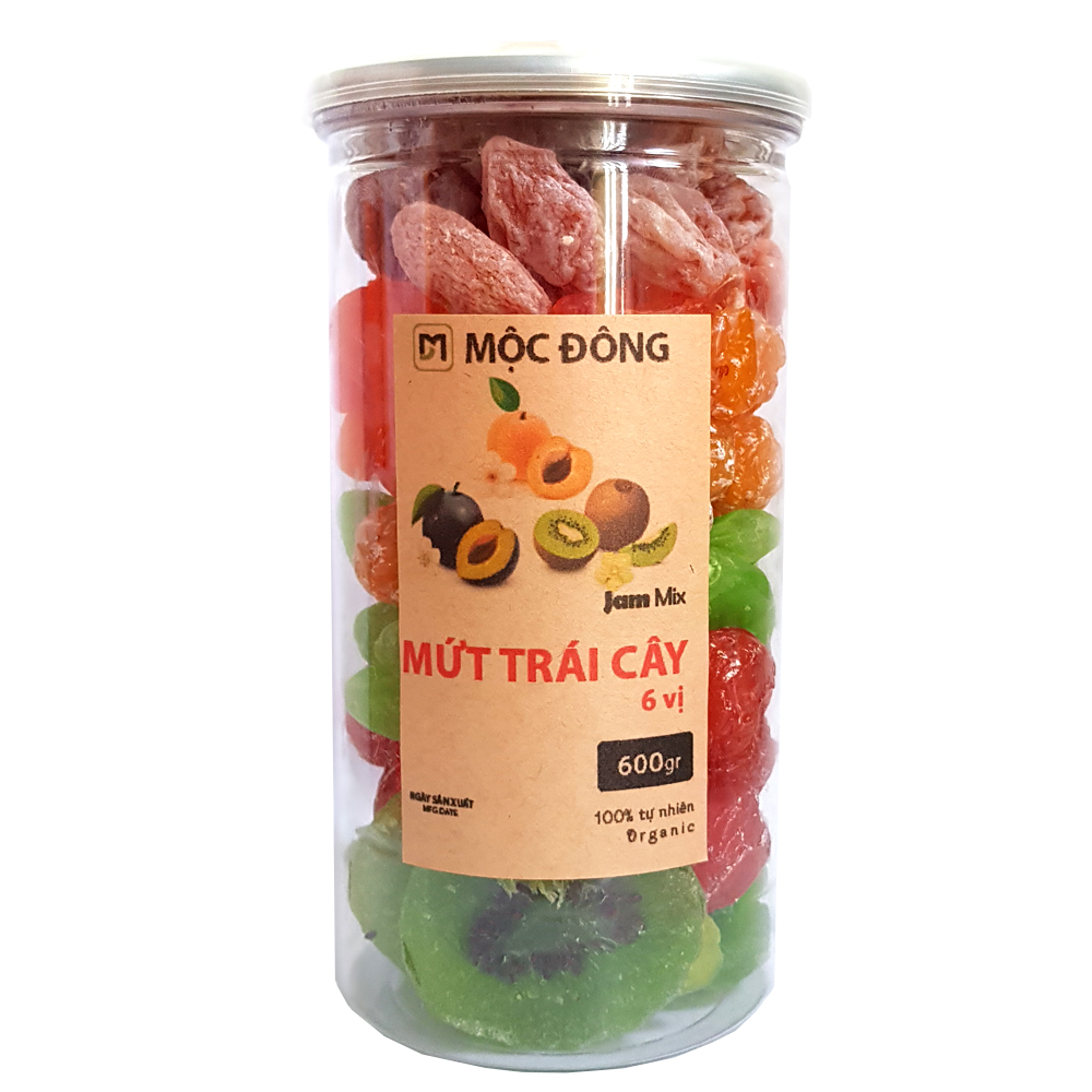 [quà tặng tết] mứt trái cây thập cẩm mix 6 vị hỗn hợp hộp 600gr 2