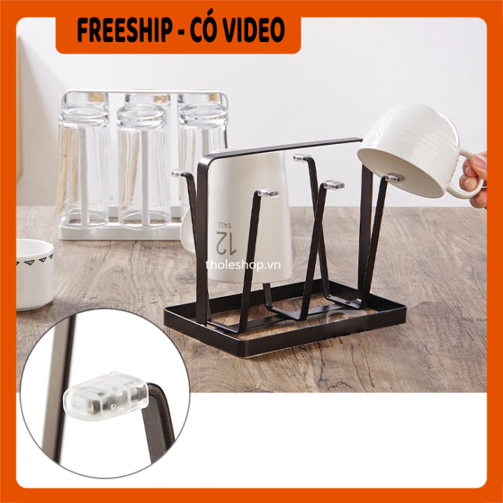 [HCM][FREESHIP] Khay úp ly cốc - Khay úp 6 ly cốc inox cao cấp sang trọng - Giá úp cốc - Khay úp cốc kim loại