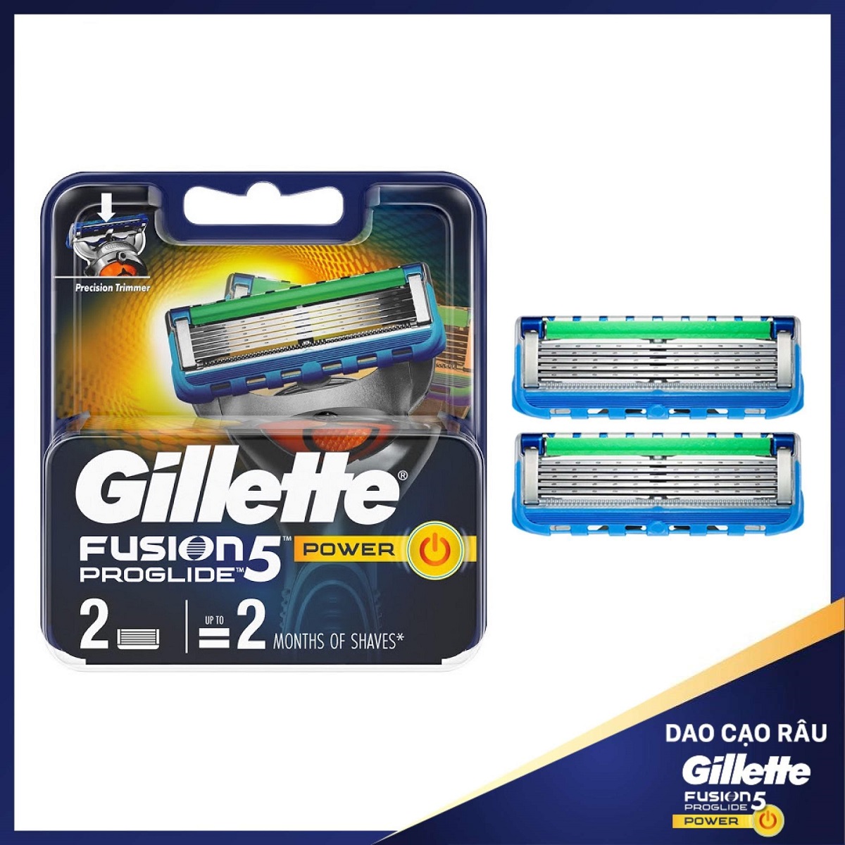 Combo 2 đầu dao cạo râu Gillette Fusion5 Proglide Power cao cấp