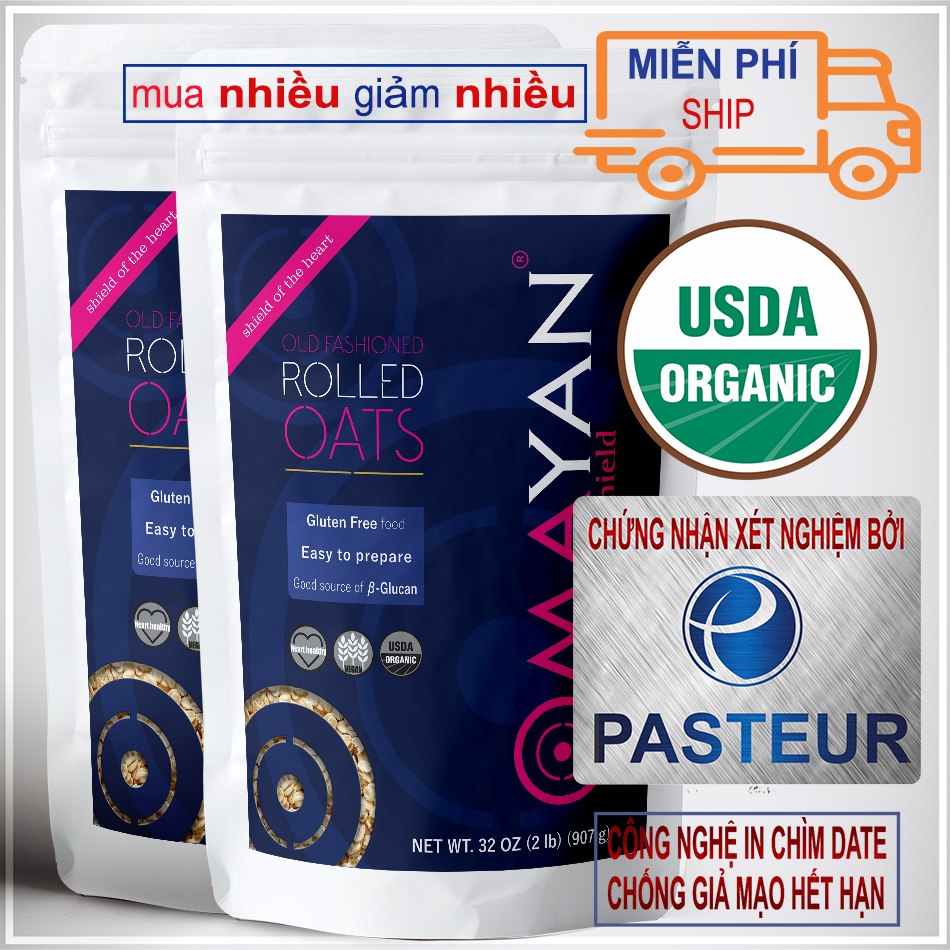 [HCM]Combo 2 Organic Old Fashion Rolled Oats Mayan Yến Mạch Mỹ nguyên hạt cán dẹt 907gr (2 Pound)
