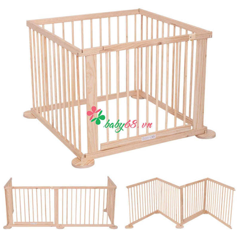 Rào chắn gỗ ( cũi 3d  = 4 cánh ) cho bé