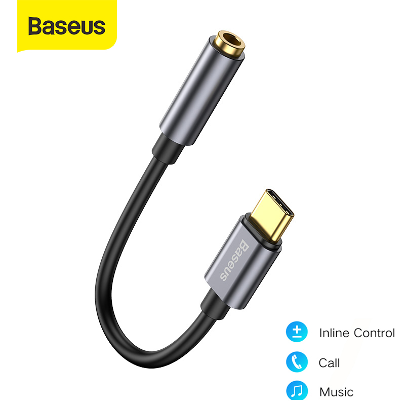Badgebaseus l54 type-c cáp chuyển đổi nam sang 3.5mm cáp tai nghe aux bộ chuyển đổi tai nghe cho xiaomi mi 9/ huawei mate 20 pro ttshop247