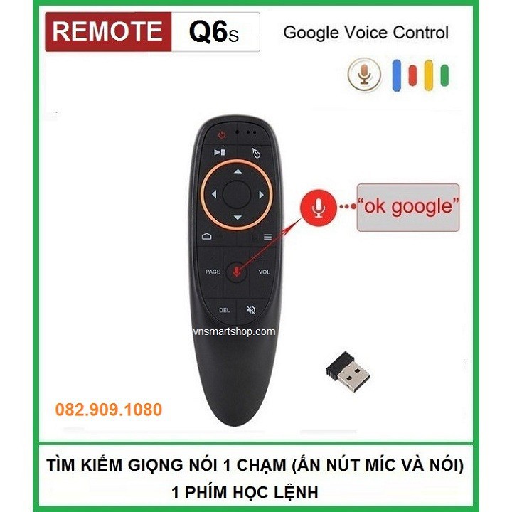 Remote Voice Q6s Chuột bay voice G10s Cao cấp - Điều khiển chuột bay tìm kiếm giọng nói thông minh cho android tv box- Smart TV android TV