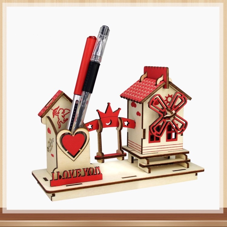 Đồ chơi lắp ráp gỗ 3D mô hình Hộp Bút Love - 37 mảnh ghép