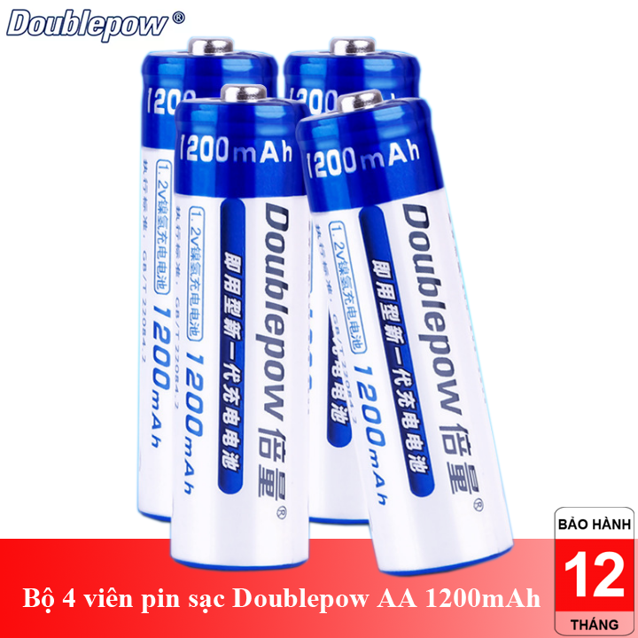 Bộ 4 viên pin tiểu sạc Doublepow AA 1200mAh dung lượng thật
