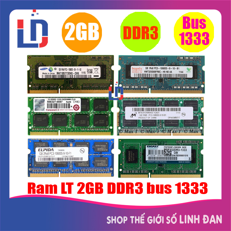 Ram Laptop 2GB DDR3 Bus 1333 PC3 10600s (nhiều hãng)samsung hynix kingston - LTR3 2GB [ Shop Thế Giới Số Linh Đan ]